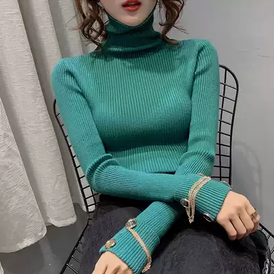 2020 autumn and winter new turtleneck pullover sweater female western style inner fit slim slim top thickened bottoming sweater