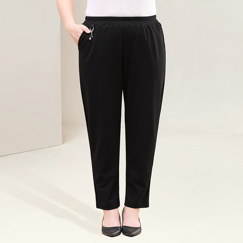 Middle Aged Girl Pants Fat Mom Pants Spring Summer Thin straight cylinder Big size Mom long pants loose Thin Old Moms Wear