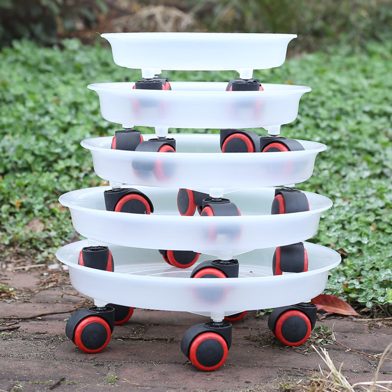 Resin universal wheel removable plastic pot chassis round base ceramic flower pot pad bottom with wheel succulent tray