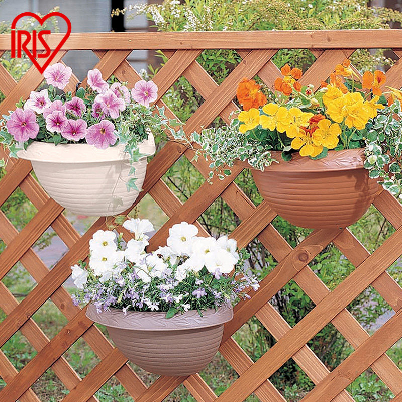 IRIS Flower Pot Striped Wall-mounted Flower Pot Resin Family Balcony Planting Flower Pots Gardening Supplies Hanging Basin Hanging Basin
