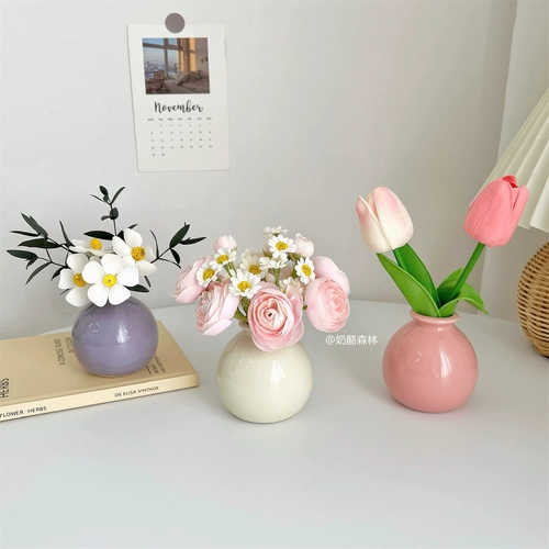 Ins ind wind nordic ceramic vase ваза сухой цветочный фальшивый фальшивый набор цветов крыльца спальня столовая столовая офис