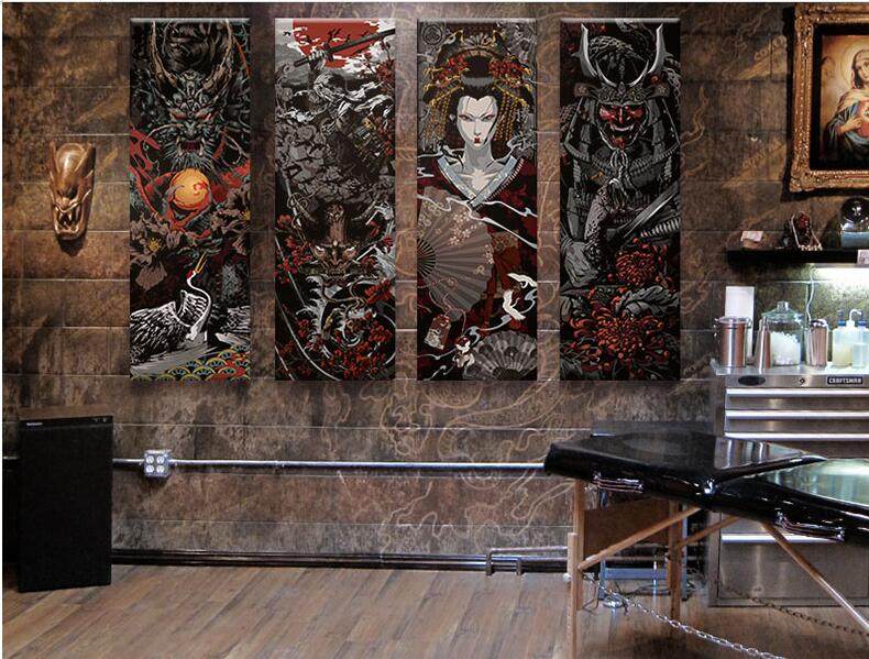 3d日式紋身店牆面般若壁紙刺青浮世繪壁紙日本居酒屋飯廳武士壁畫