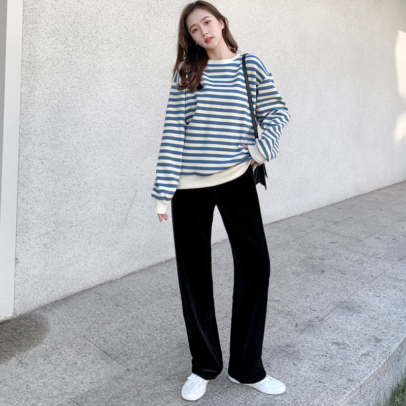 Pregnant Woman Pants Autumn Winter Style Broadlegged Pants Fall Outside Wearing Fashion Loose Gold Velvet Winter Long Pants Winter Plus Suede Thickened