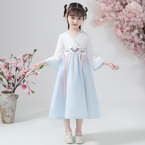 Hanfu girl spring and autumn childrens costume Chinese style Tang suit Super fairy skirt Tang dress little girl ancient style dress summer