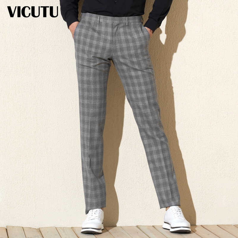 VICUTU VICUTU mall with the same men's wool suit pants fashion casual plaid suit pants Hui