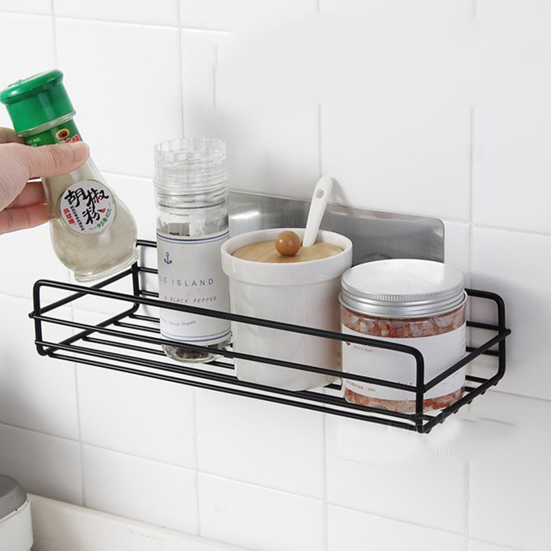 Iron kitchen shelf Bathroom wall hanging shower shelf cosmetic room free punched toiletries