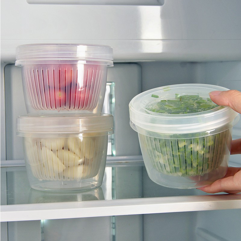 Fridge refreshing box shallots ginger slices garlic fruit vegetable containing box kitchen with lid leash storage box sealed tank