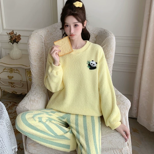 Коралловая бархатная демисезонная пижама, утепленный удерживающий тепло комплект