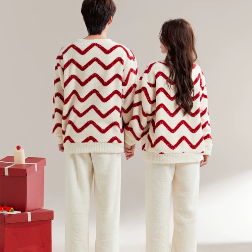 Демисезонная коралловая бархатная пижама для влюбленных, утепленный зимний фланелевый комплект