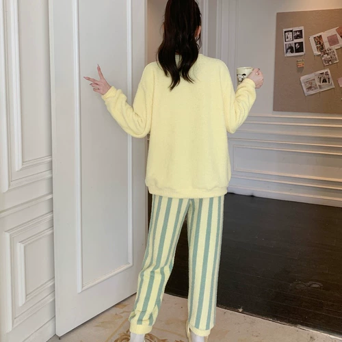 Коралловая бархатная демисезонная пижама, утепленный удерживающий тепло комплект