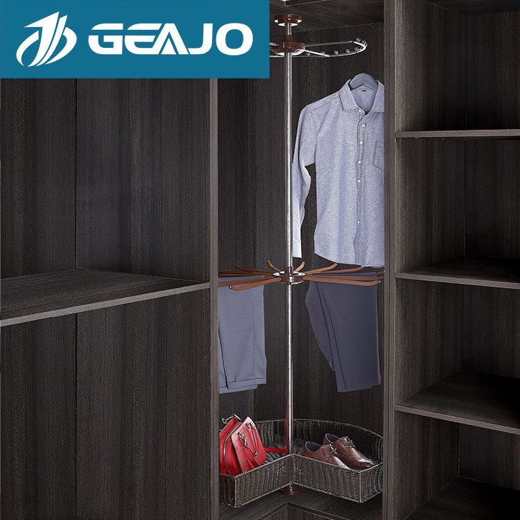 Halberd GEAJO wardrobe corner trouser rack corner rotating hanger Cloakroom S-type 360 hanging multi-pole rattan basket