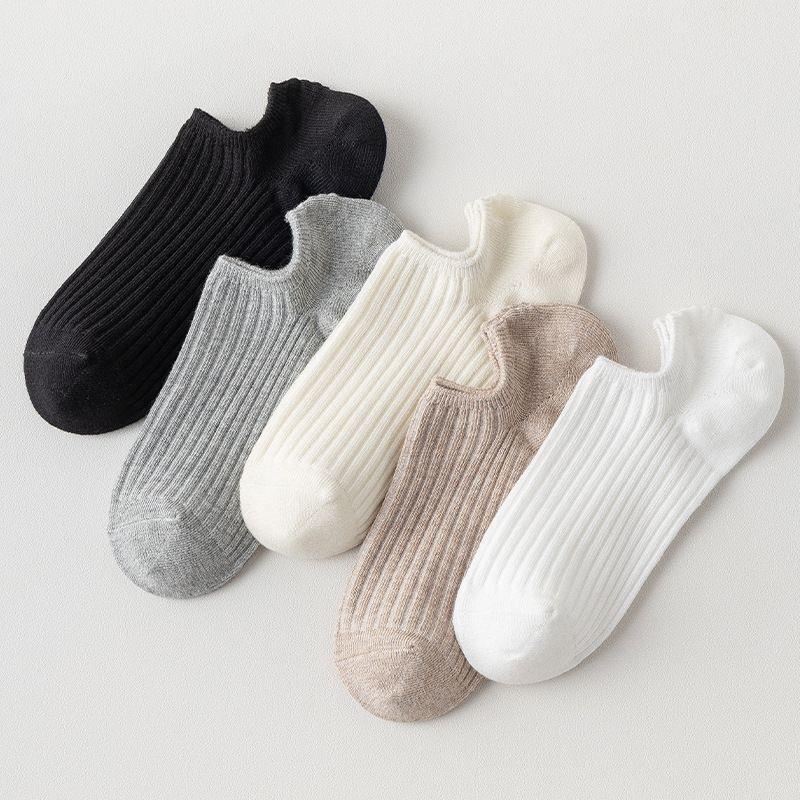 Women's No-Show Socks, Summer Solid Color Low-Cut Non-Slip Invisible Breathable Versatile Simple Women's Short Socks