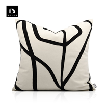 Modern minimalist Nordic light and luxurious beige black embroidered black embroidered with pillow villa-like plate room designer square pillow