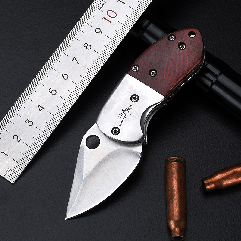 Outdoor Damascus folding knife self-defense sharp mini portable fruit knife with keychain open express knife