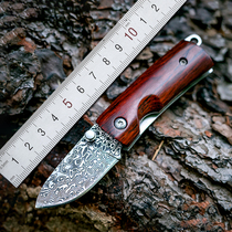 Outdoor Cutter Damascus Steel Knife Folding Knife Anti-Body Knife Dismantling Express Small Knife Mini Key Button Portable Folding Knife