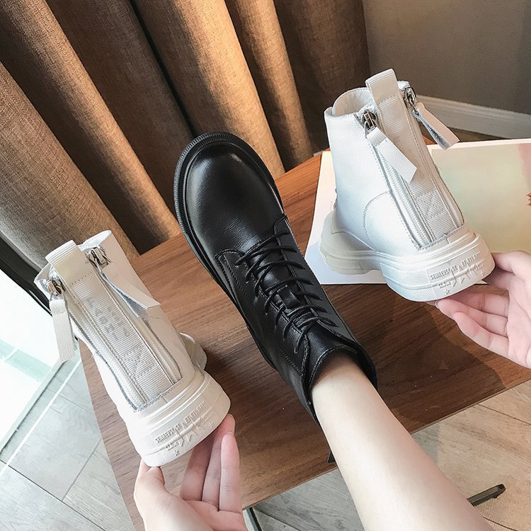 纪轩马丁靴子女英伦风2019新款冬季百搭秋冬女鞋加绒短靴网红秋款