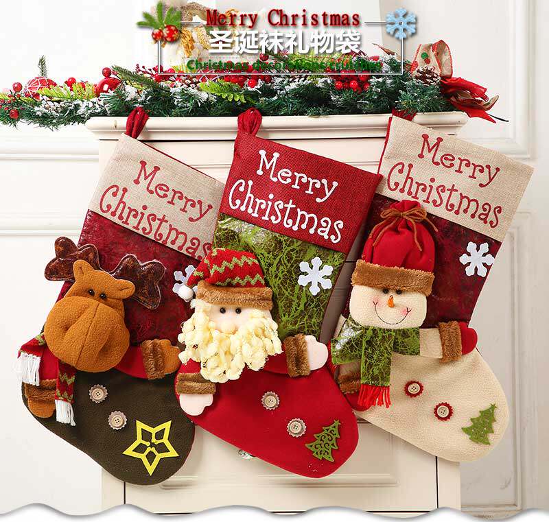 Christmas Socks Gift Bag Party Arrangement Decoration Hanging Accessories Kindergarten Children Candy Gift Bags Elk Deer