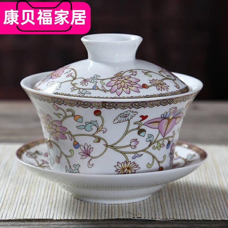 Tureen jingdezhen blue and white porcelain cups Tureen large ceramic kung fu tea set three bowl to bowl teapot
