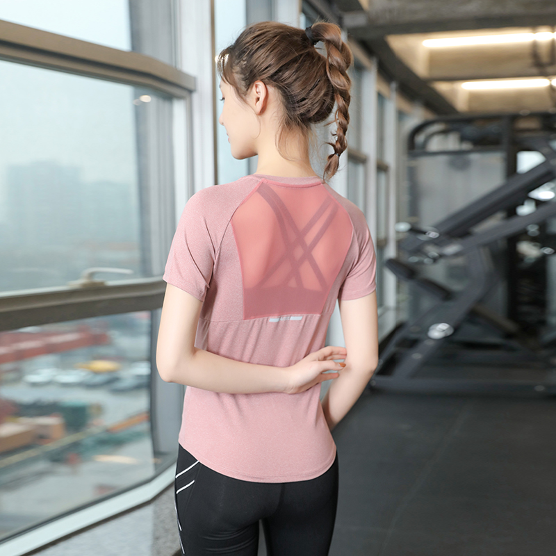 Yoga clothing suit female fitness running sports professional high-end fashion quick-drying morning running summer thin section short-sleeved thin