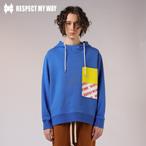  RESPECT MY WAY tide brand sweater mens tide ins hooded loose blue hip-hop national tide hoodie jacket