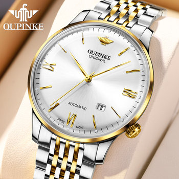 Swiss Imported Movement, Oupinke Brand Genuine Steel Band Watch, Men's Fully Automatic Mechanical Watch, High-End and Simple