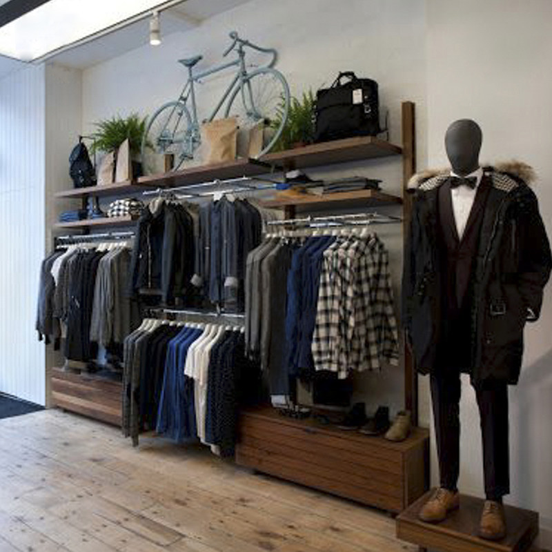 Men's Clothing Casual Attire Show Rack Leaning Against Wall Lock Wall Hanging Rack Minimalist Iron Art Modern Display Rack Landing Clothes Hanger