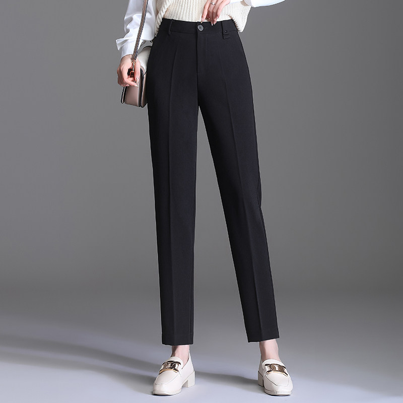 2021 New Smoke Tubes Pants Woman 90% Fall High Waist Black Pants Winter Large Size Western Pants Spring Autumn Straight Drum Pants