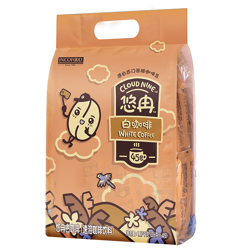 CLOUDNINE悠冉印尼原装进口白咖啡即溶提神冲饮饮品速溶20g*45条