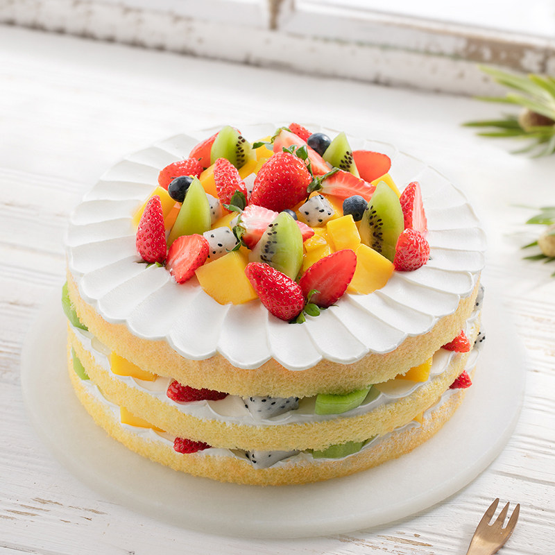 (Happiness Cake Flagship Store) Fresh Fruit Carnival Birthday Cake Fruit Cream Cake Nationwide Delivery