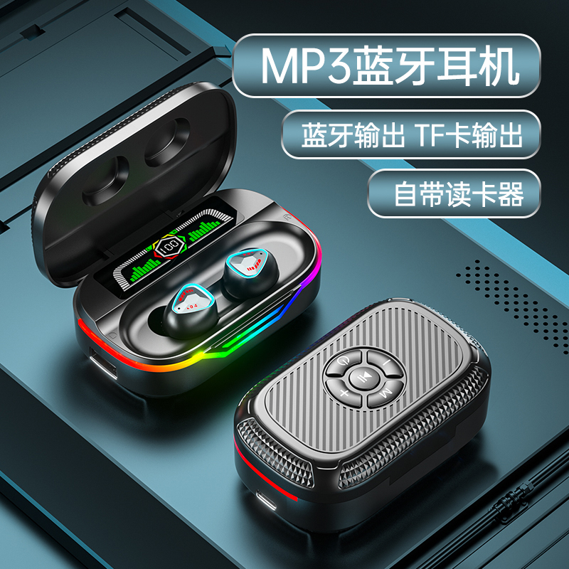 Mp3 All-In-One Bluetooth Headphones with Card Slot, Portable Music Player for Students, Suitable for Sports and Running, True Wireless, Compatible with Sd Card
