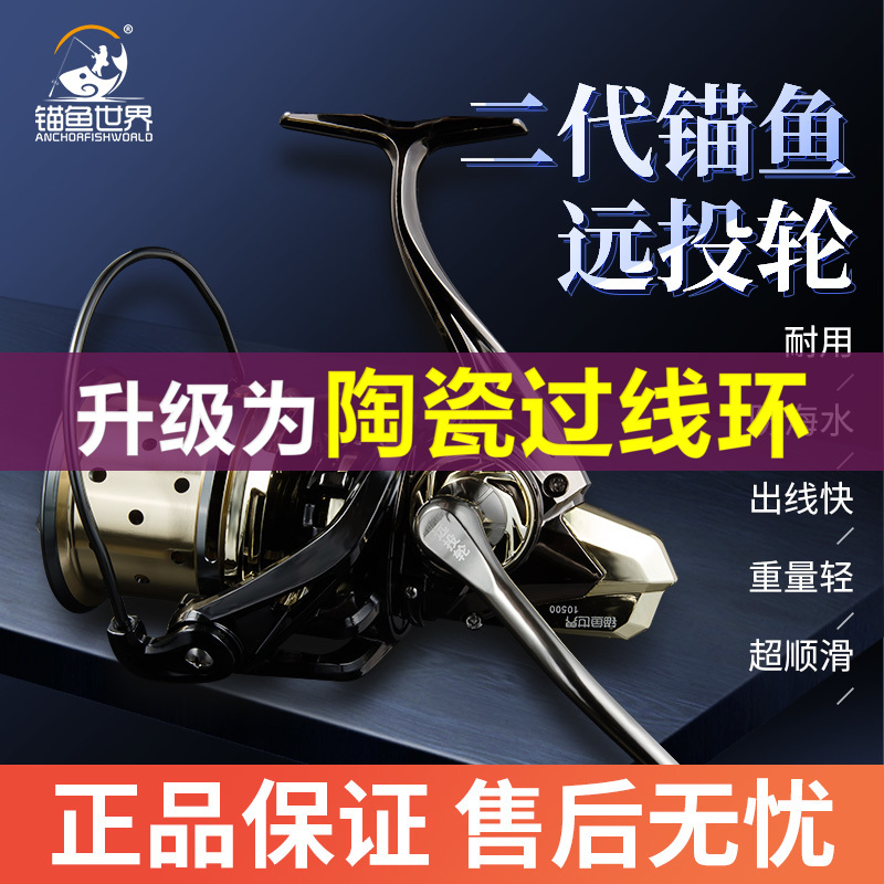 Anchor Fish World 2Nd Generation Long-Range Spinning Reel 17 Shaft Slant Mouth Shallow Line Cup All-Metal Gapless Anchor Fishing Reel 606g
