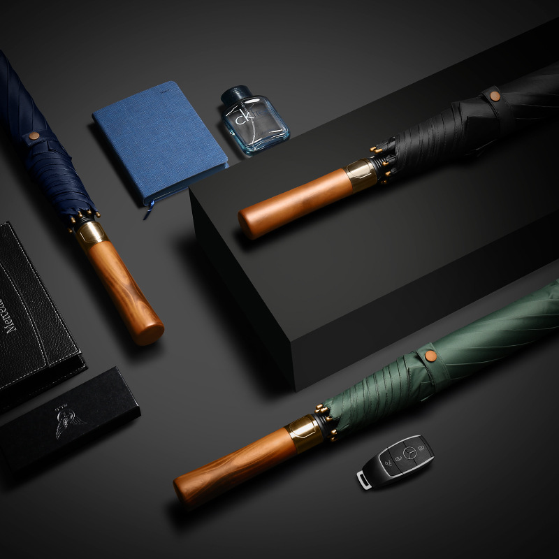 Umbrella straight handle 24 bone men's long handle ultra large number strong anti-wind double black rainstorm special custom automatic umbrella