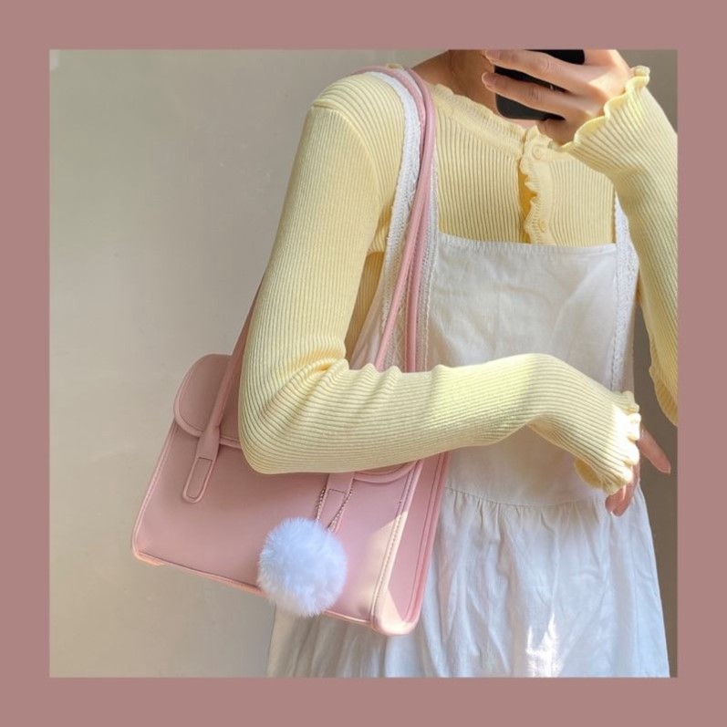 Pink big bag 2021 new spring and summer simple ins Korean version retro briefcase casual all-match single shoulder armpit bag