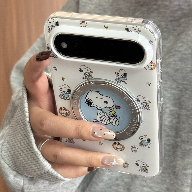 White Snoopy Pivot Case Cute ins Suitable for Huawei Pura/Xview Phone Case Pura/X Wide Straight Board Pura/X Anti-Drop View Stand Protective Cover Shell Anti-Drop Series