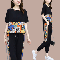 2021 summer clothes New loose casual set womens foreign style fashion large size thin cover meat summer short sleeve two-piece set