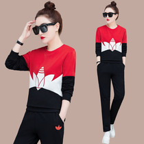 Sports set womens spring and autumn 2021 New loose long sleeve Foreign Air Age running sweater two-piece casual wear