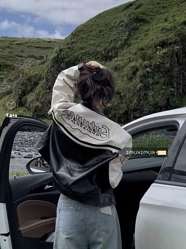 Vintage Motorcycle Baseball Jacket for Women 2026 Spring and Autumn New Racing Riding Short Leather Jacket Trendy Vintage Motorcycle Baseball Jacket for Women 2026 Spring and Autumn New Racing Riding Short Leather Jacket Trendy