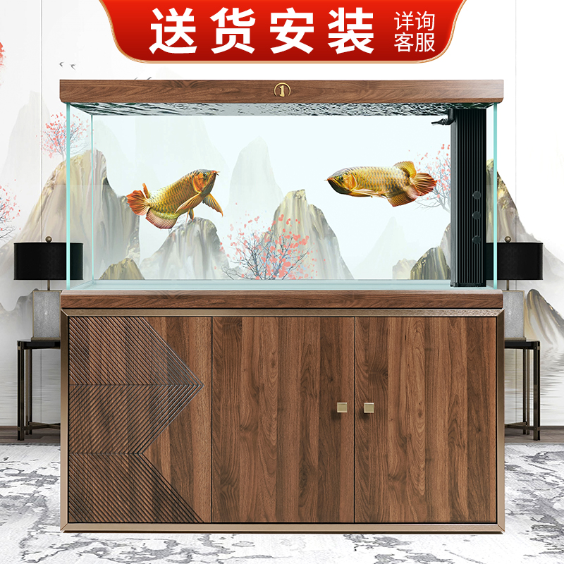 Rui Mei 1 fish tank series Ancho Living room household medium - sized partition office ultra - white glass bottom filter aquarium