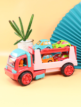 Childrens toy educational inertia car boy trailer truck Big Baby track container truck set