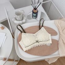 Sexy lace thin section 0 3 big breasts show small comfortable no steel ring girl underwear pure desire Japanese skin-friendly bra