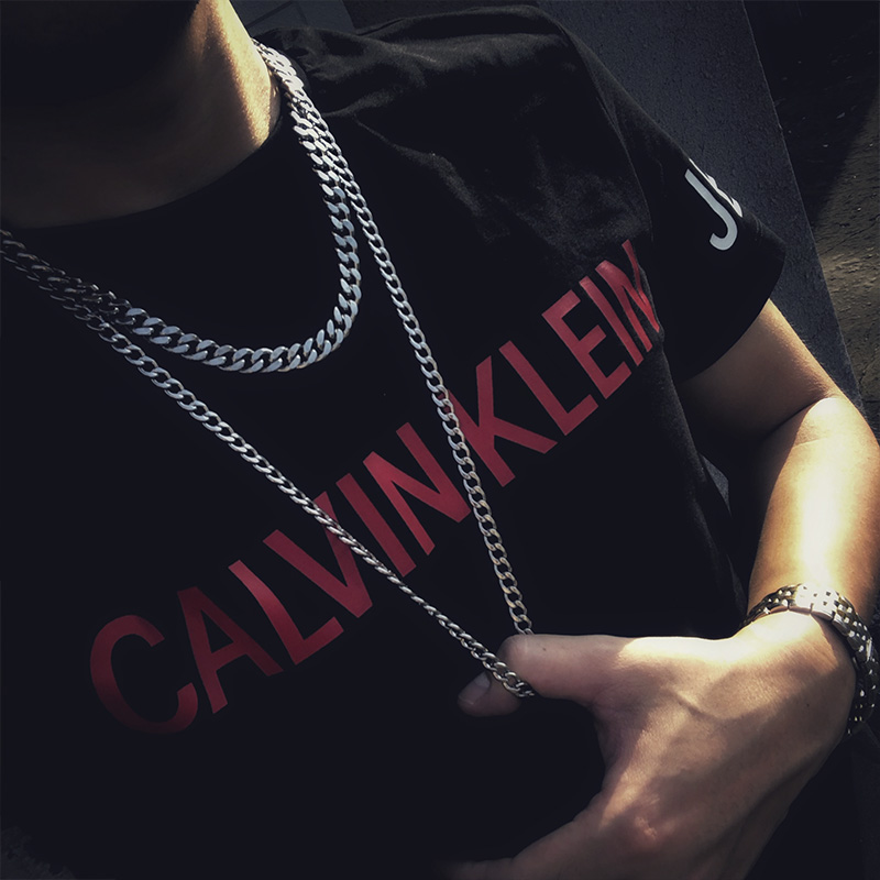 Tik Tok Necklace Trendy Hip Hop Men's Simple Personality Wild Hiphop Clavicle Chain Men's Jewelry Titanium Steel Accessories Chain