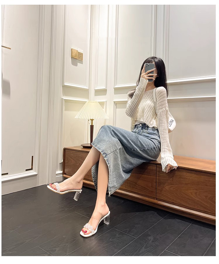 C9780 2760K GIÀY DÉP SANDAL NỮ RSKREGS GẮN ĐÁ GÓT VUÔNG MÙA HÈ TRONG SUỐT GIÀY DÉP NỮ DA BÒ G06 SẢN PHẨM MỚI