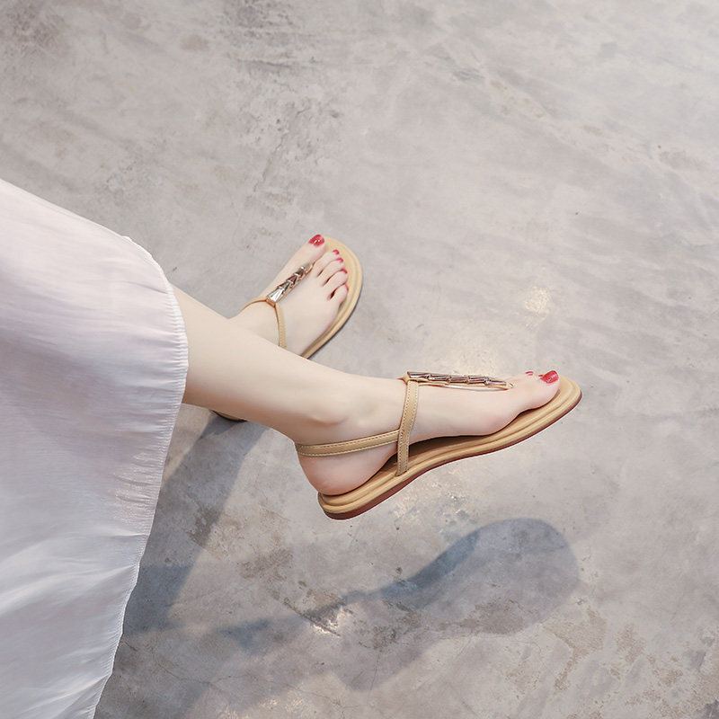 平底小凉鞋女2023年夏季新款仙女风百搭软底夹趾温柔配裙子罗马鞋