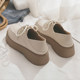 White small leather shoes for women in autumn and winter 2025 new British style thick-soled loafers Oxford large toe lace-up single shoes
