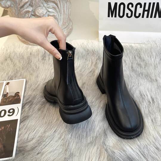 Martin boots women's boots British style autumn and winter plus velvet 2025 new versatile sweet and cool short boots internet celebrity flat bottom slim boots trendy