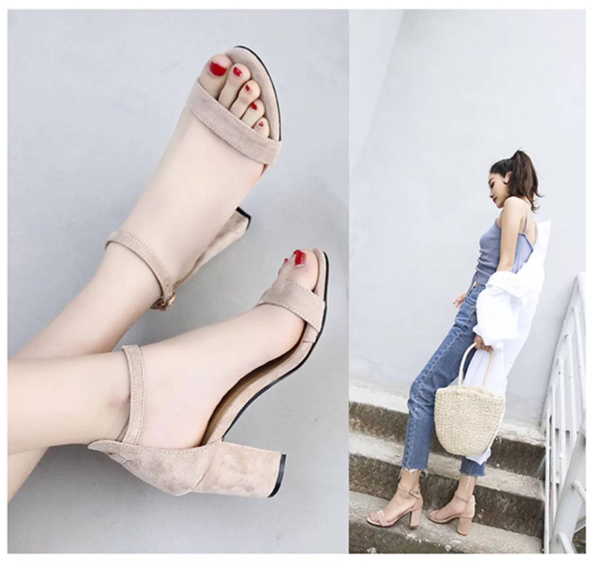 C9660 2940K GIÀY CAO GÓT NỮ RSKREGS GÓT NHỌN MÙA HÈ GIÀY DÉP NỮ DA BÒ G06 SẢN PHẨM MỚI