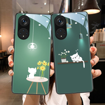 Cute cat light suitable for glory 50 phone shell 60pro small fresh cartoon Huawei glory 30pro personality s creative V40 protective sleeve V30pro silicone gel anti-fall honor2