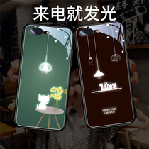 Suitable for apple 8plus mobile phone shell luminous 7p lovers cat light iphone8 incoming flash 6splus glass new se2 personality creative ipone 78 full bag anti-fall 6s