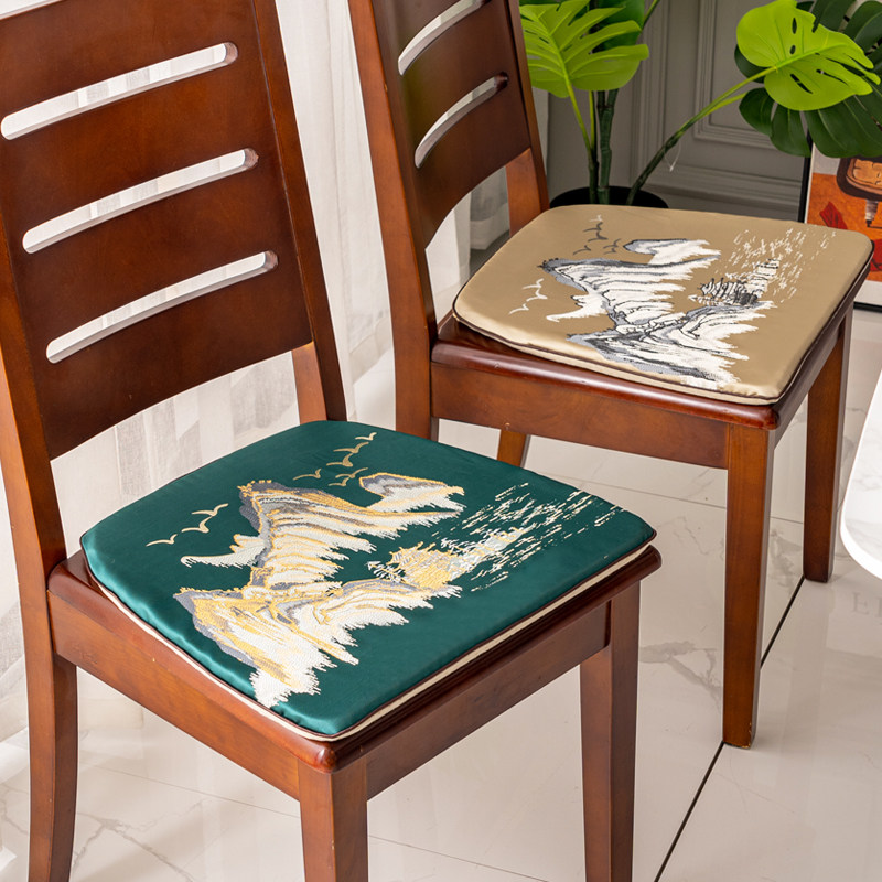 Modern Chinese dining chair cushion four seasons of General retro air living room home silicone anti-slip removal stool mat