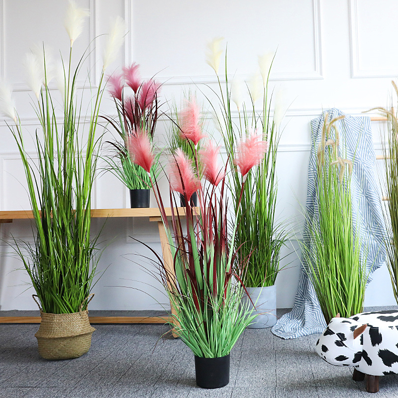 Taihuan Nordic Emulation Reeds Reed Grass Dog Tail Grass Nets Red Potted Clothing Storefront Shop Windows Display Decoration Flowers Home